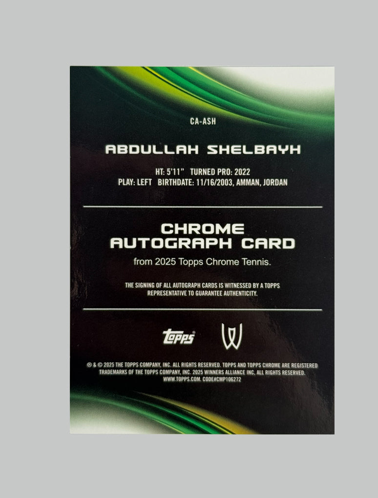 Topps Chrome Tennis 2025 Abdullah Shelbayh Geometric Refractor Auto