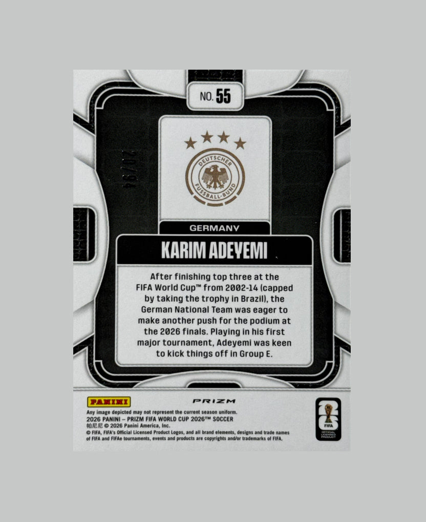 Panini Prizm World Cup 2026 Karim Adeyemi 20/94