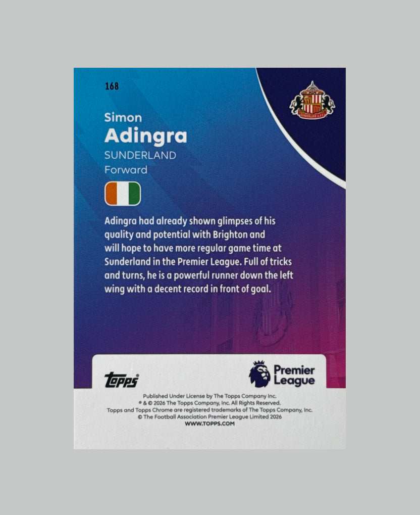 Topps Chrome Premier League 2026 Simon Adingra 24/99 Sapphire
