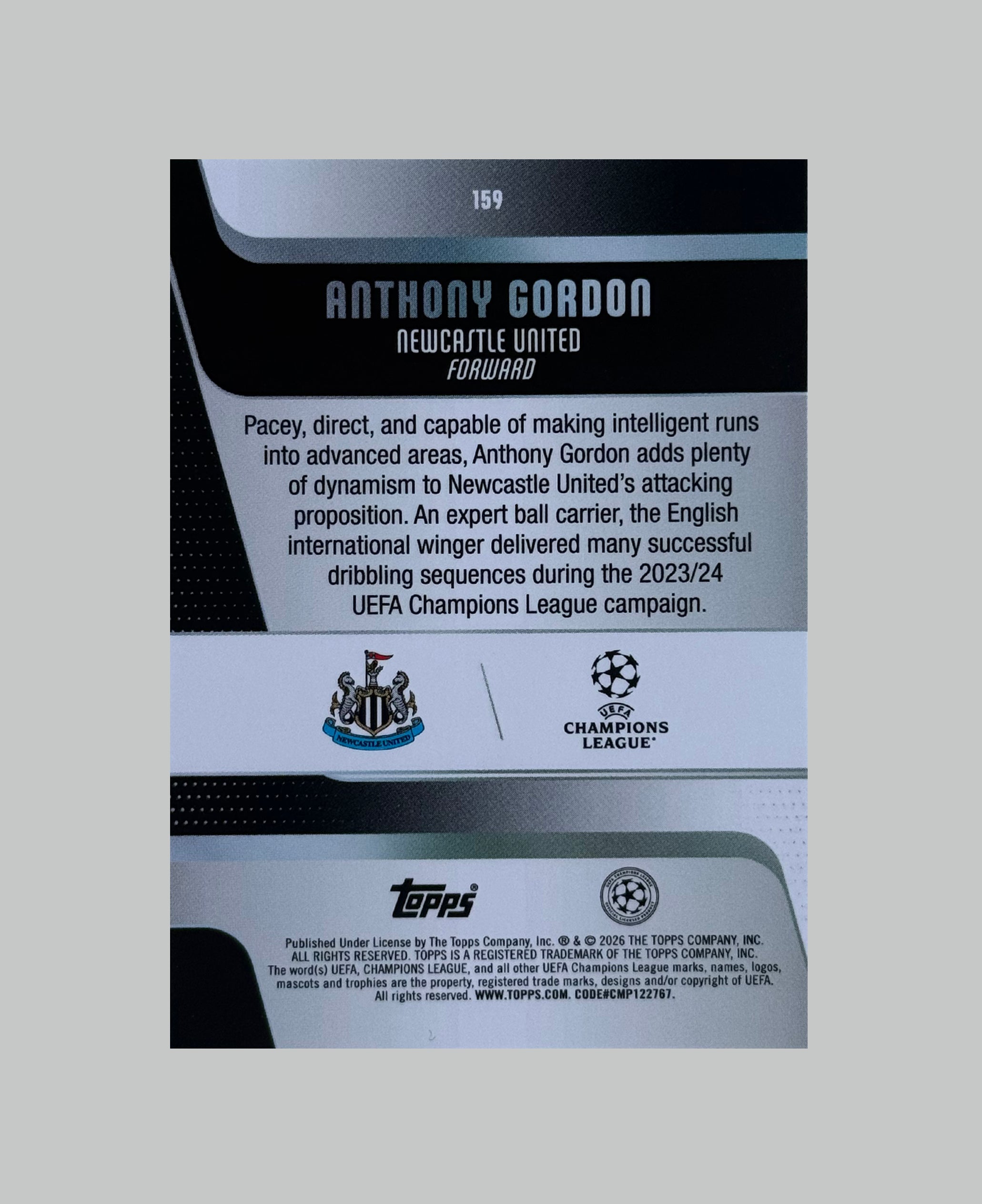 Topps UCC 2025-26 Anthony Gordon 219/250