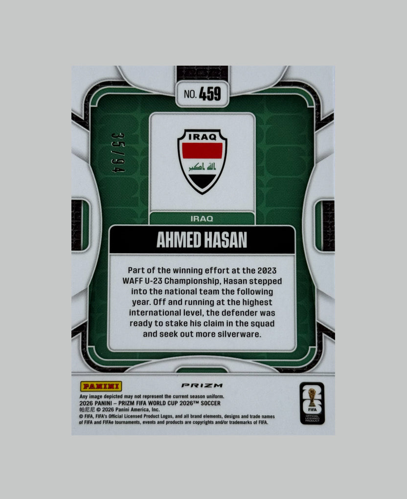 Panini Prizm World Cup 2026 Ahmed Hasan (RC) 35/94