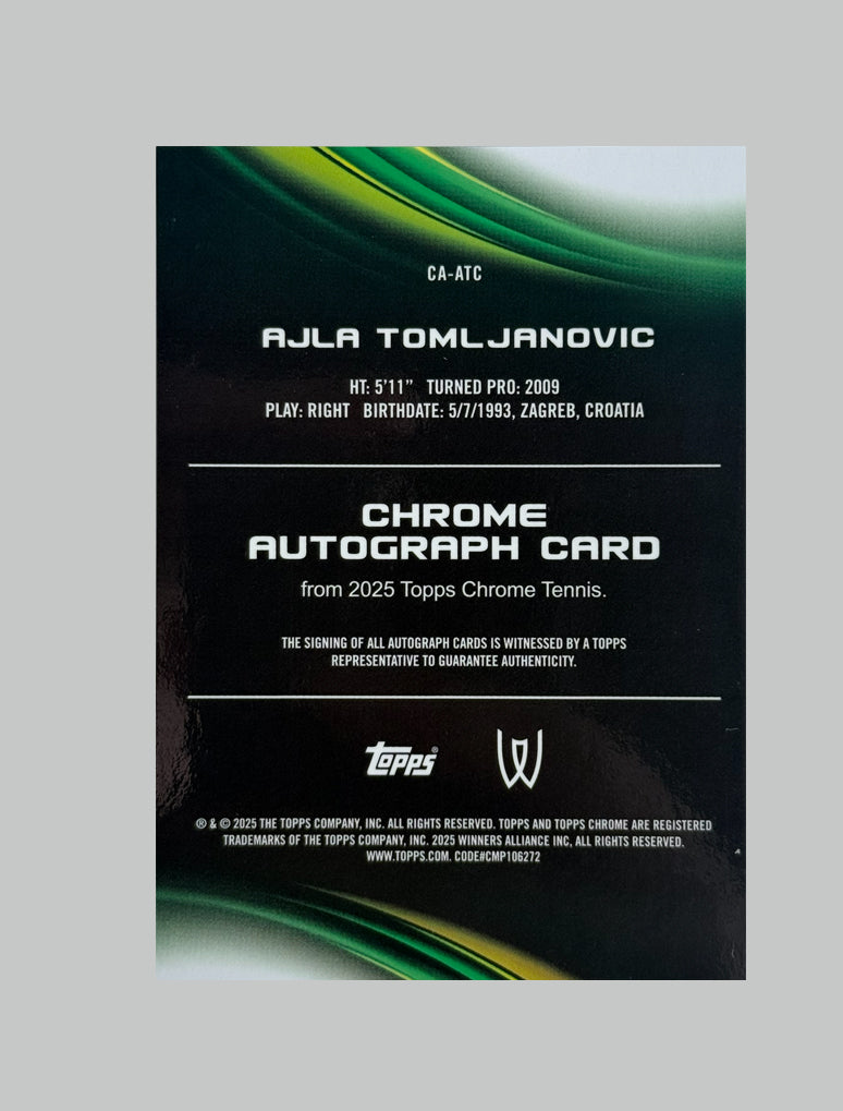 Topps Chrome Tennis 2025 Ajla Tomlanovic Auto