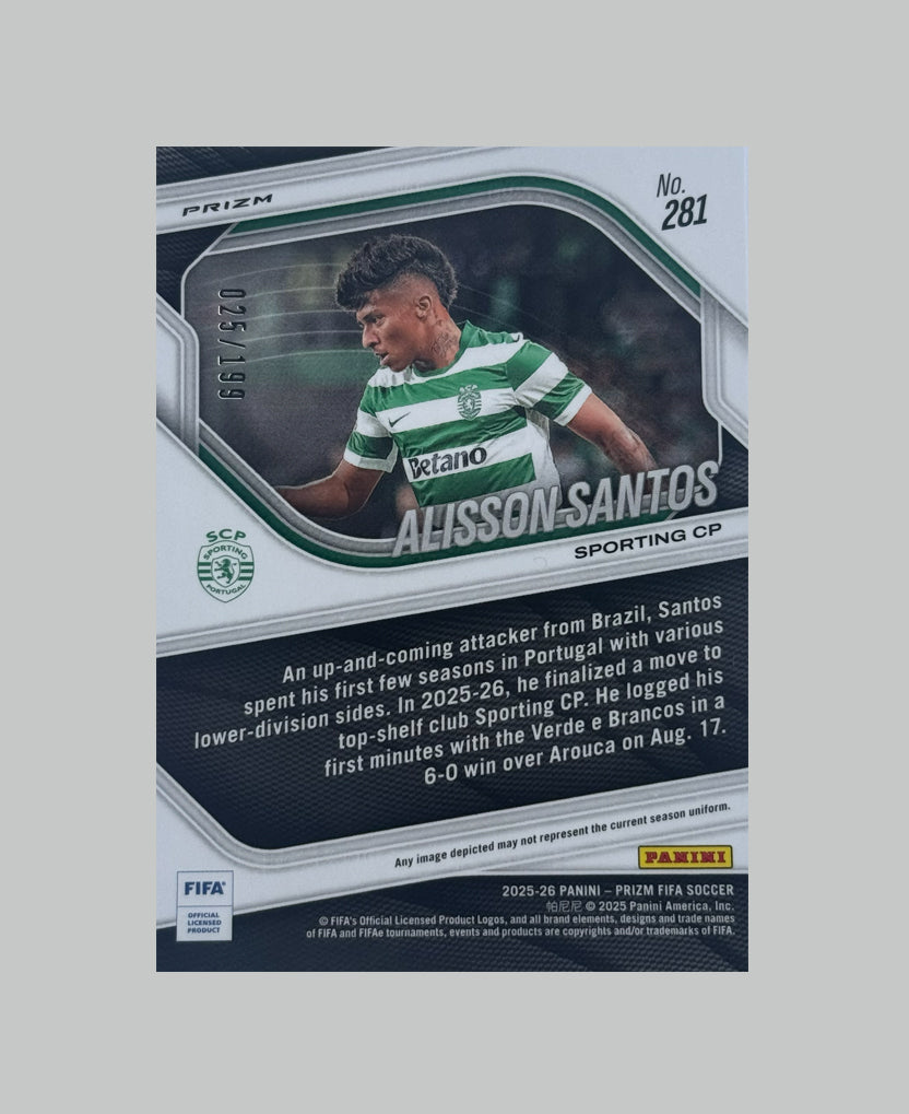 Panini Prizm FIFA 2025-26 Alisson Santos (RC) 025/199