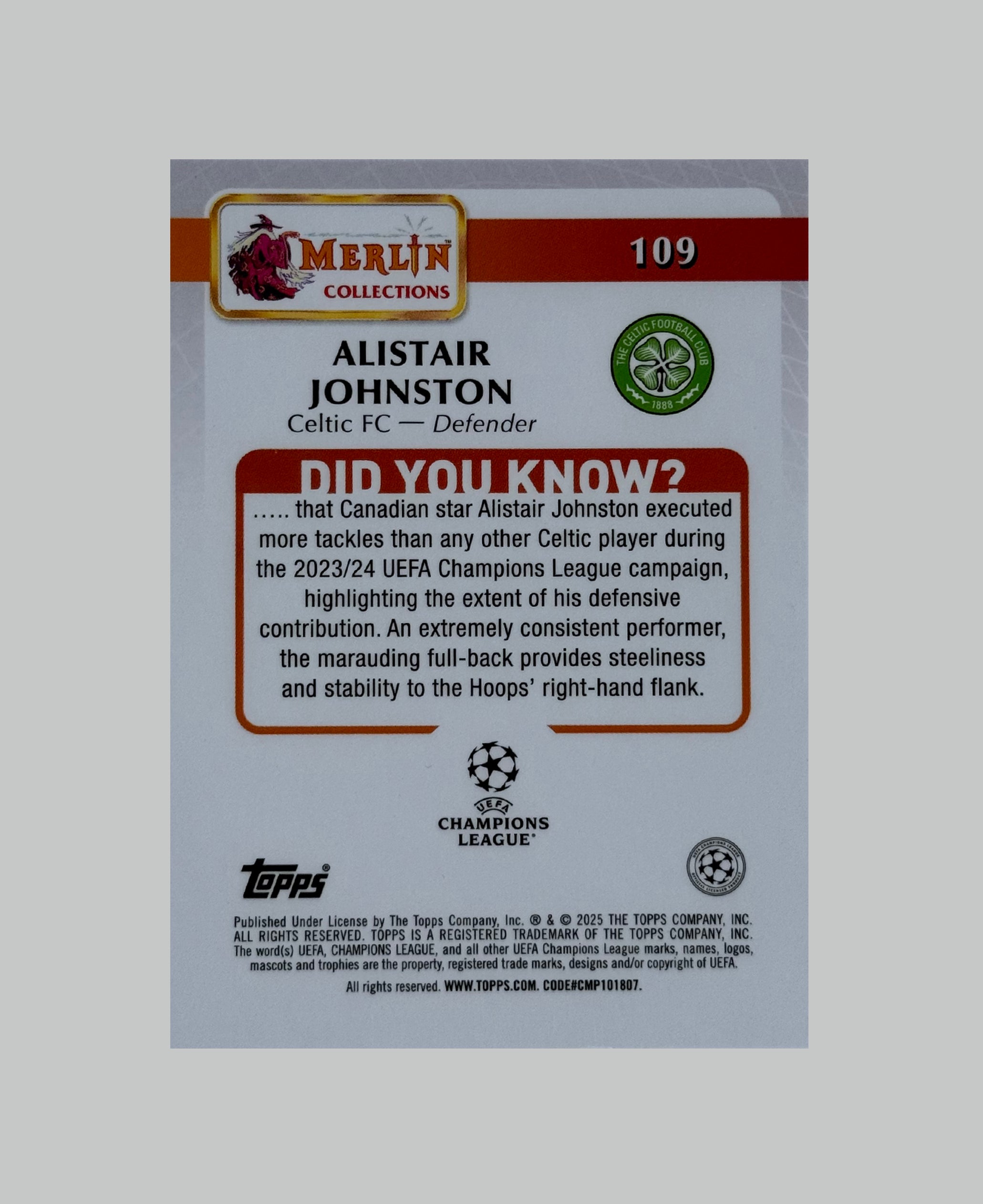 Topps Merlin 2024-25 Alistair Johnston 040/199