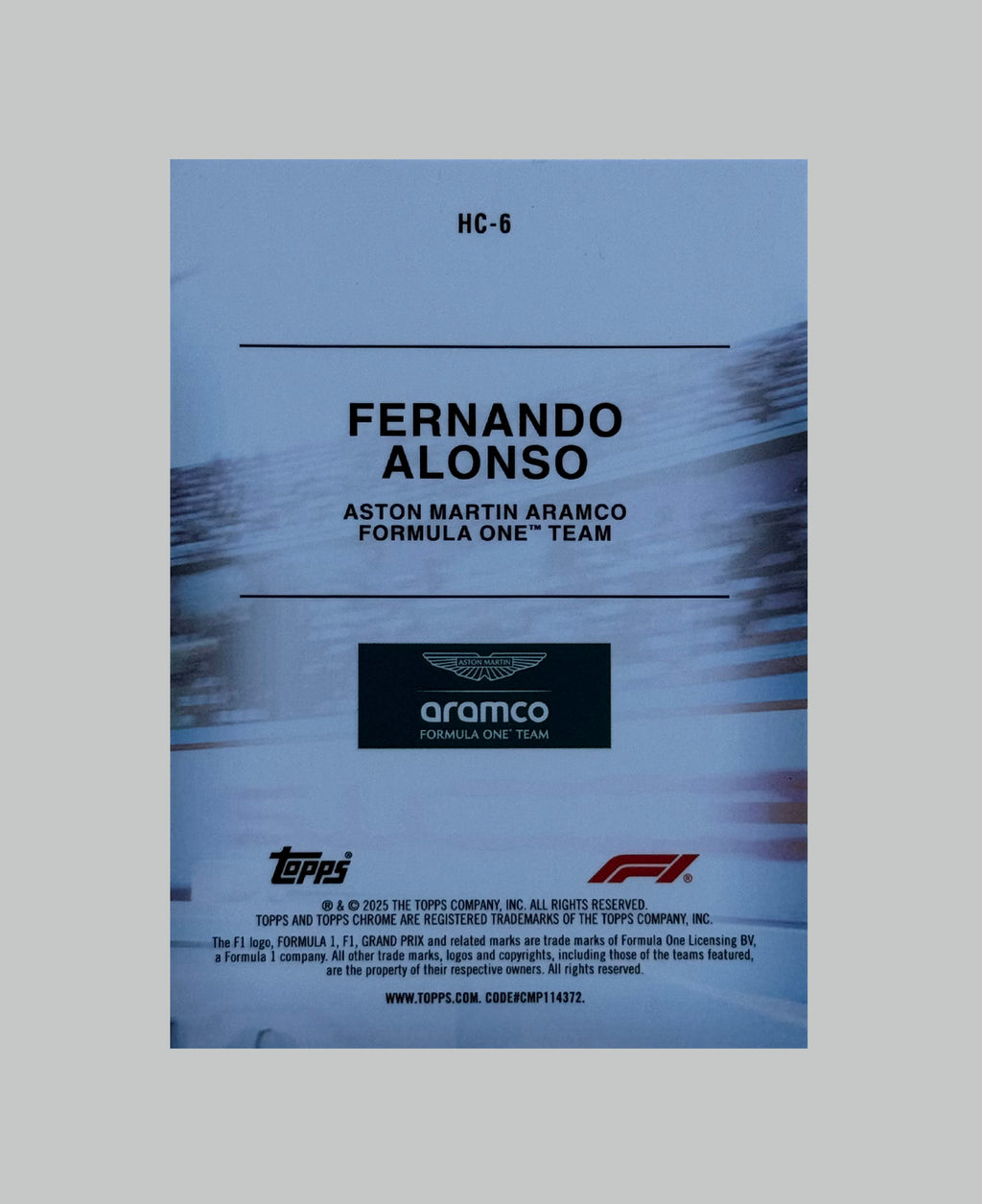 Topps Chrome F1 2025 Fernando Alonso Helmet