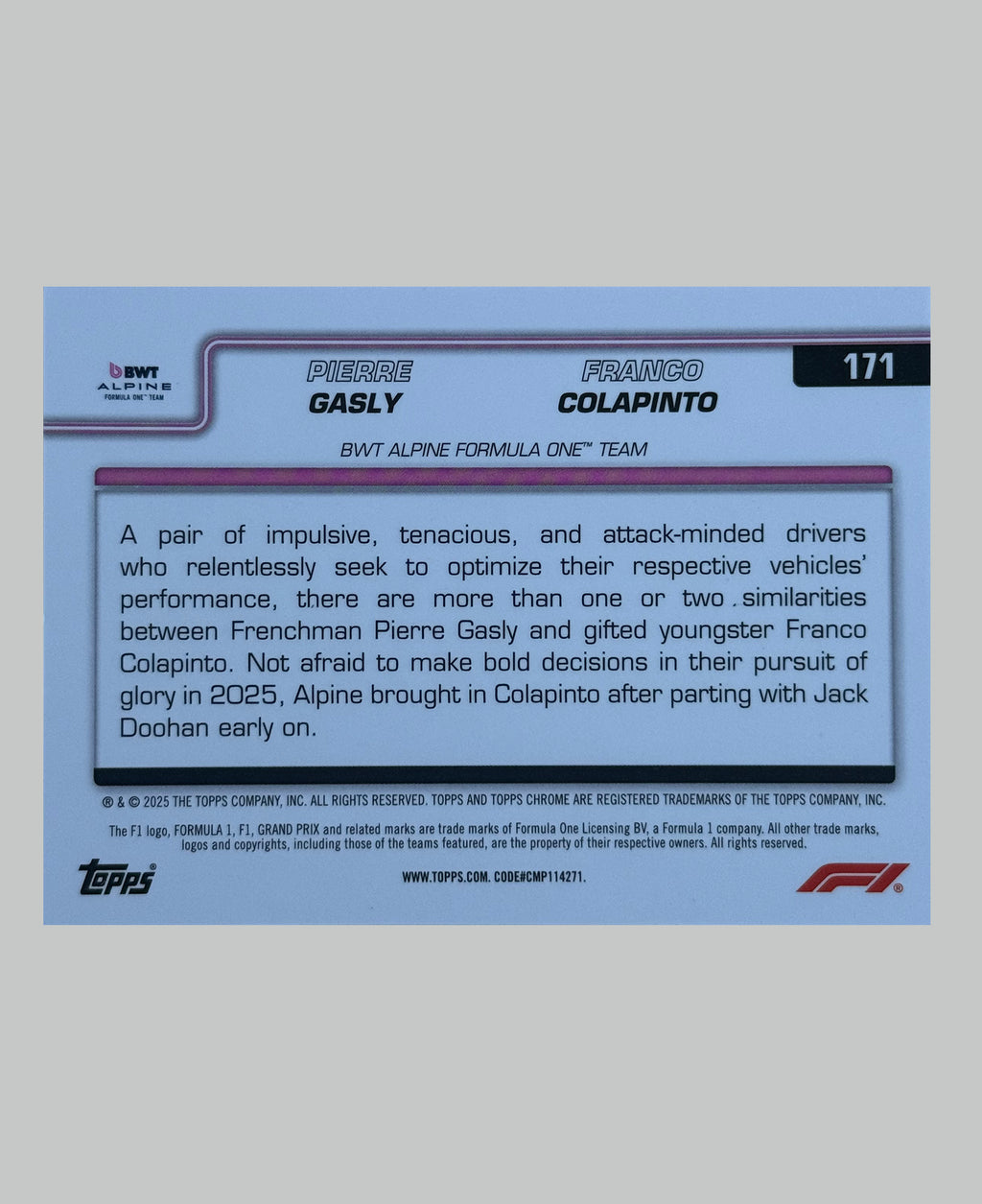 Topps Chrome F1 2025 Alpine Duo 142/150