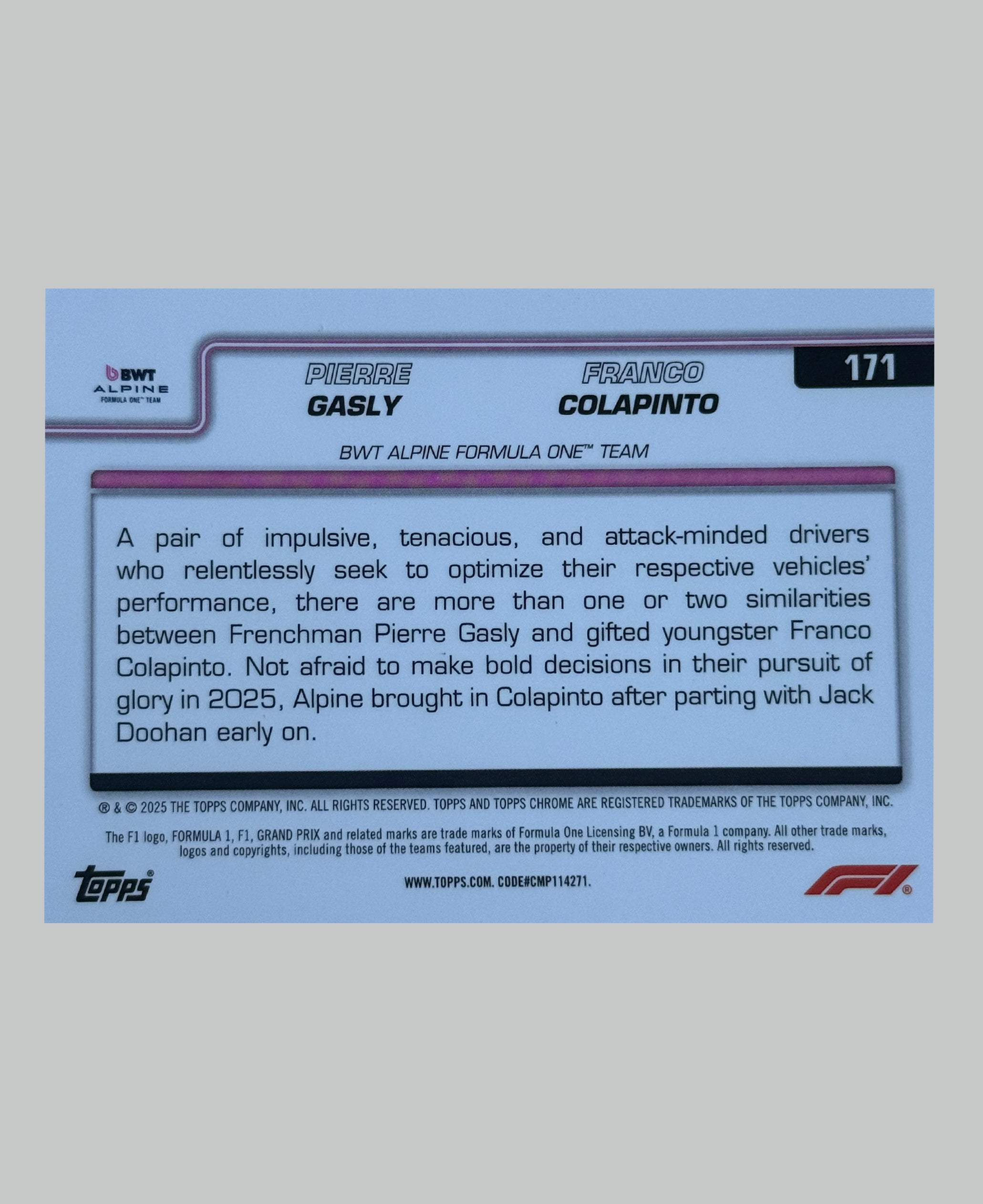 Topps Chrome F1 2025 Alpine Duo 084/140