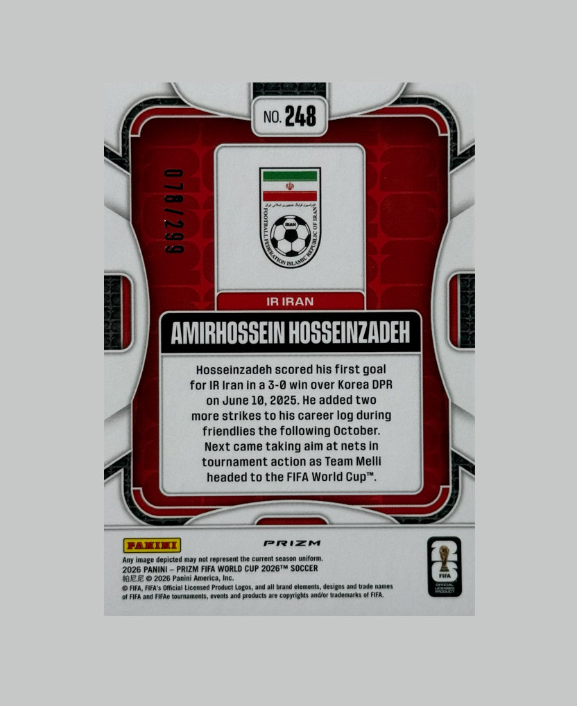 Panini Prizm World Cup 2026 Amirhossein Hosseinzadeh (RC) 078/299