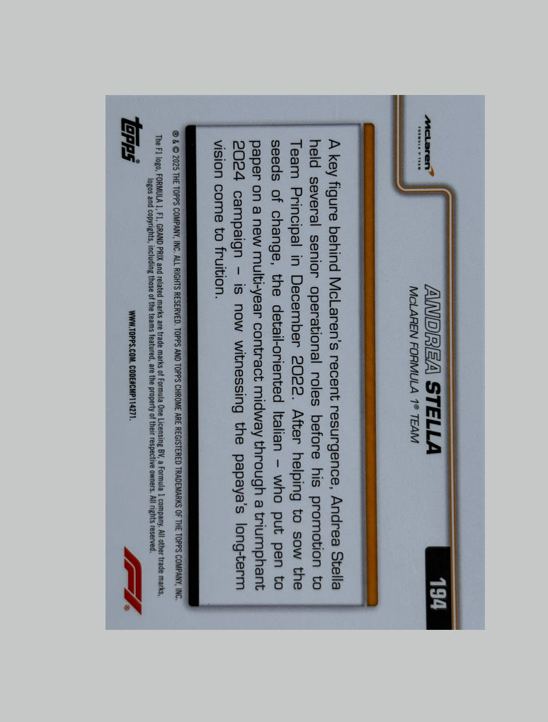 Topps Chrome F1 2025 Andrea Stella 110/250