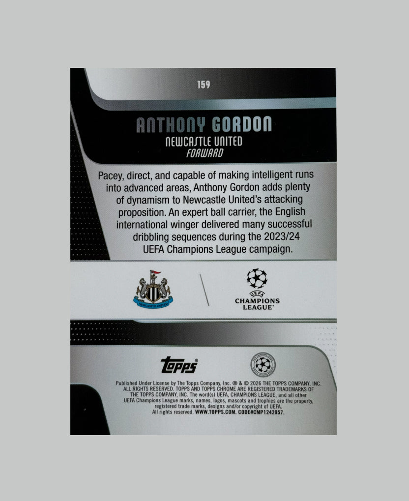 Topps Chrome UCC 2025-26 Anthony Gordon 019/150