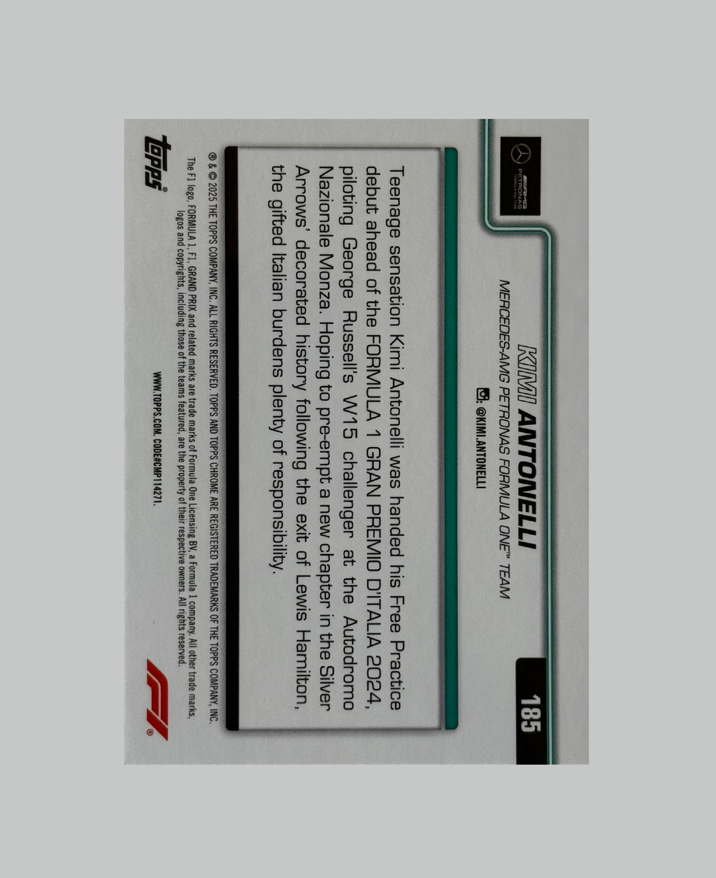 Topps Chrome F1 2025 Kimi Antonelli (RC) RayWave On The Move