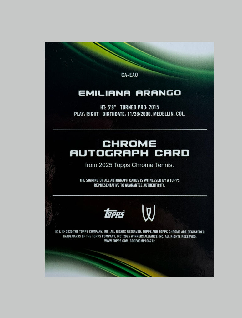 Topps Chrome Tennis 2025 Emiliana Arango Geometric Refractor Auto