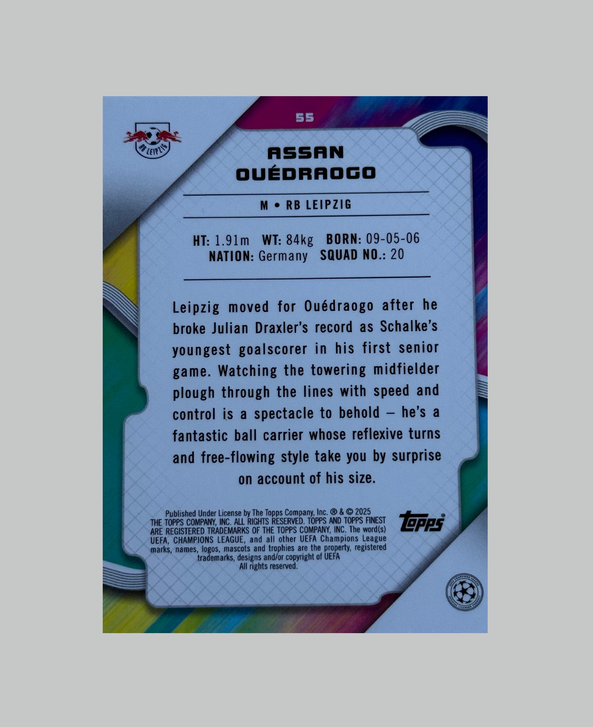 Topps Finest 2025 Assan Ouedraogo (RC) 165/299
