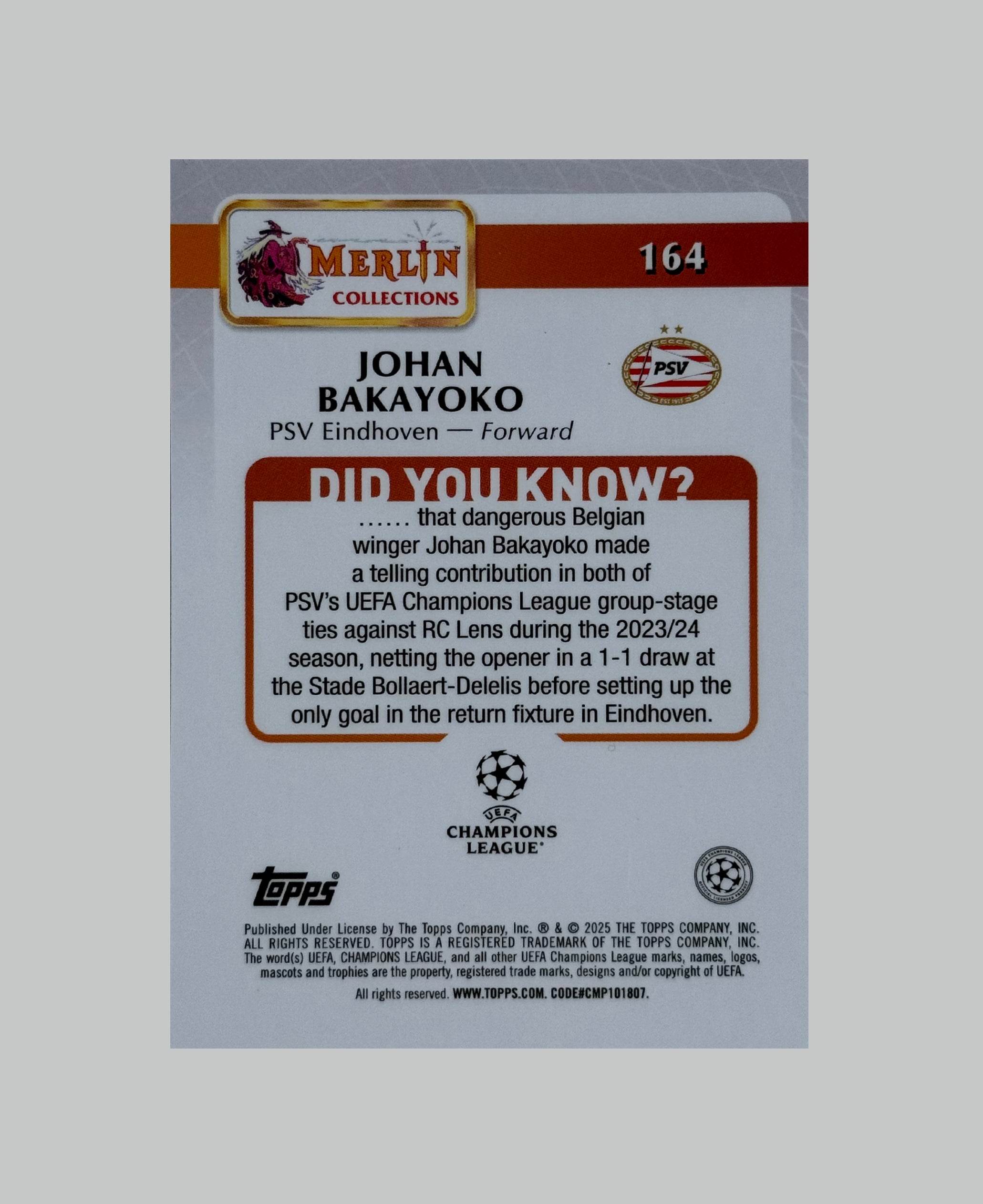 Topps Merlin 2024-25 Johan Bkayoko 89/99