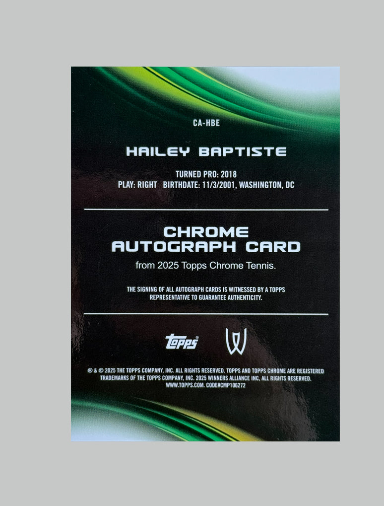 Topps Chrome Tennis 2025 Hailey Baptiste Auto
