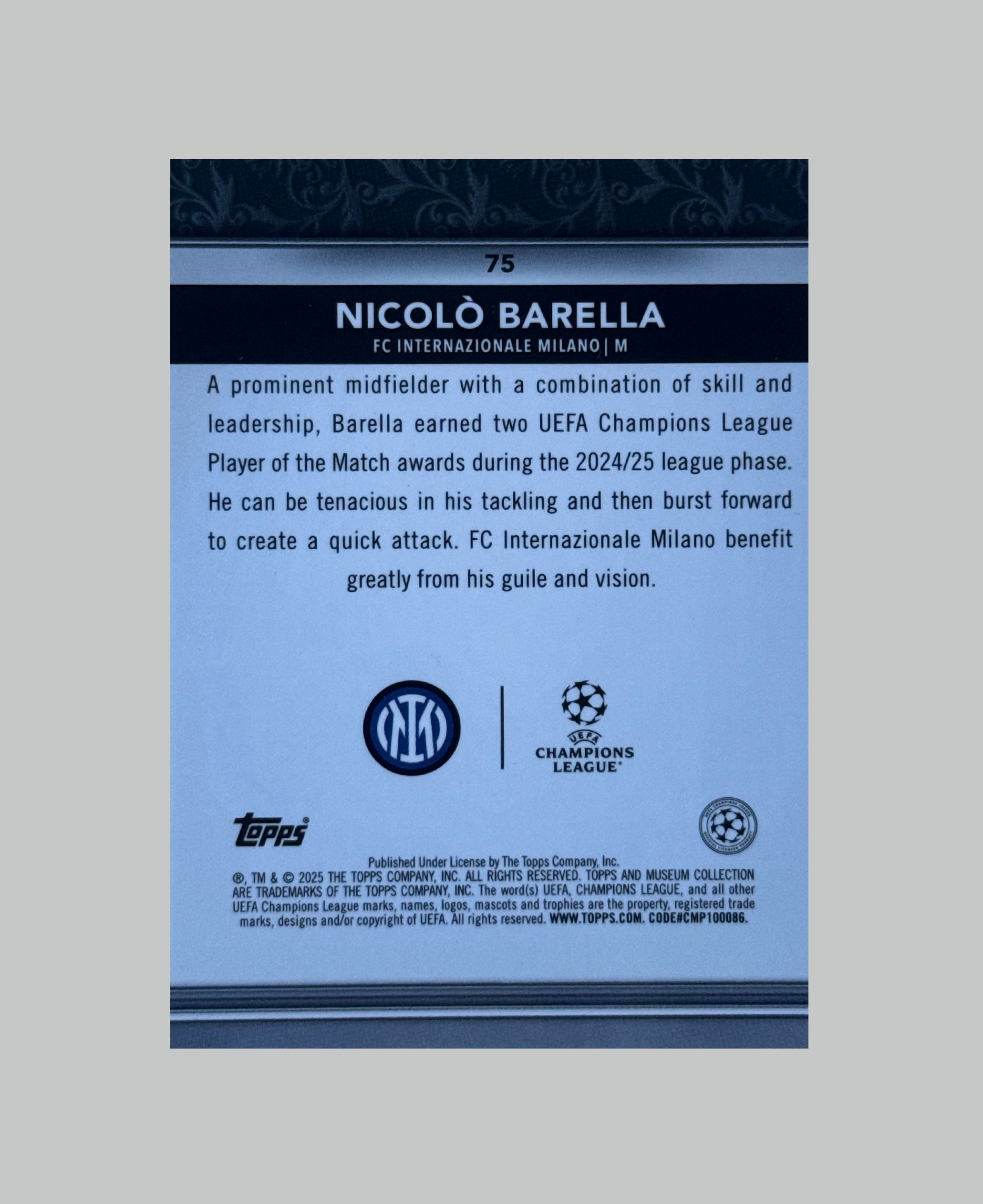 Topps Museum Collection 2024-25 Nicolo Barella