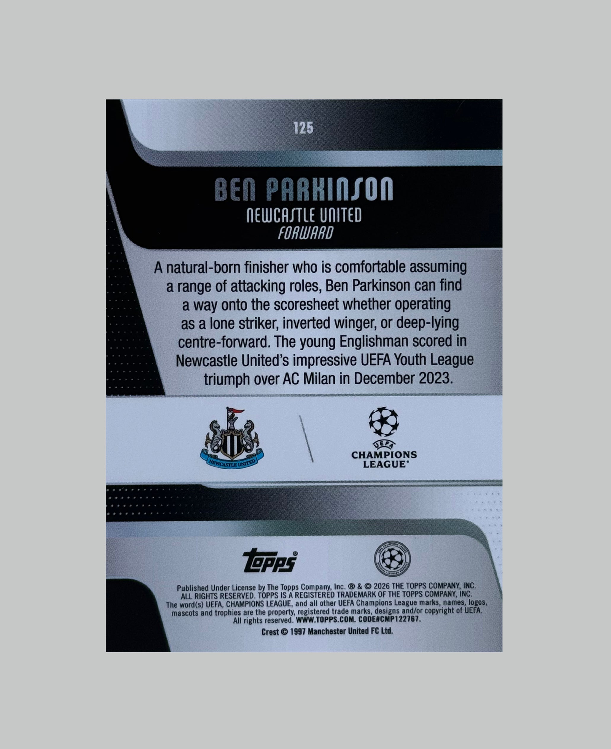 Topps UCC 2025-26 Ben Parkinson (RC) 73/99