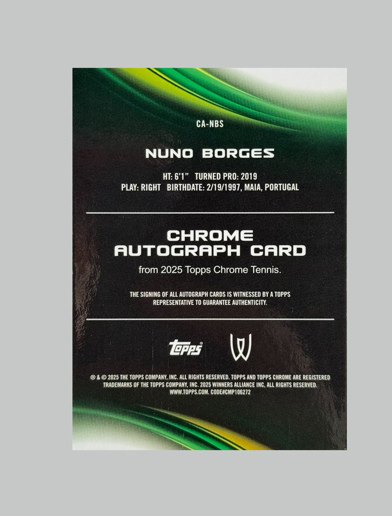 Topps Chrome Tennis 2025 Nuno Borges Auto