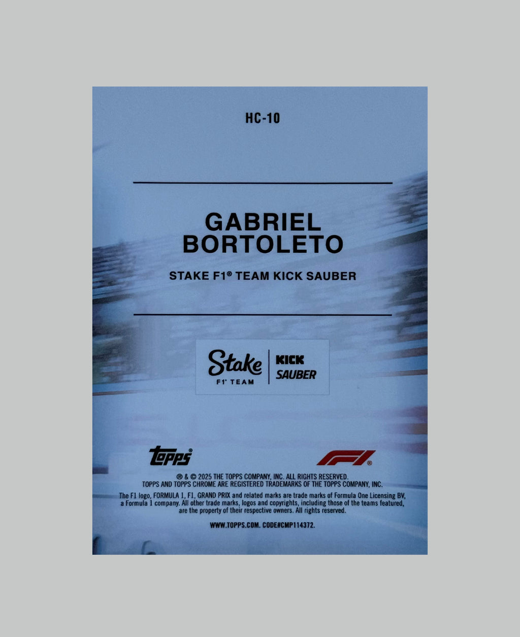 Topps Chrome F1 2025 Gabriel Bortoleto (RC) Helmet