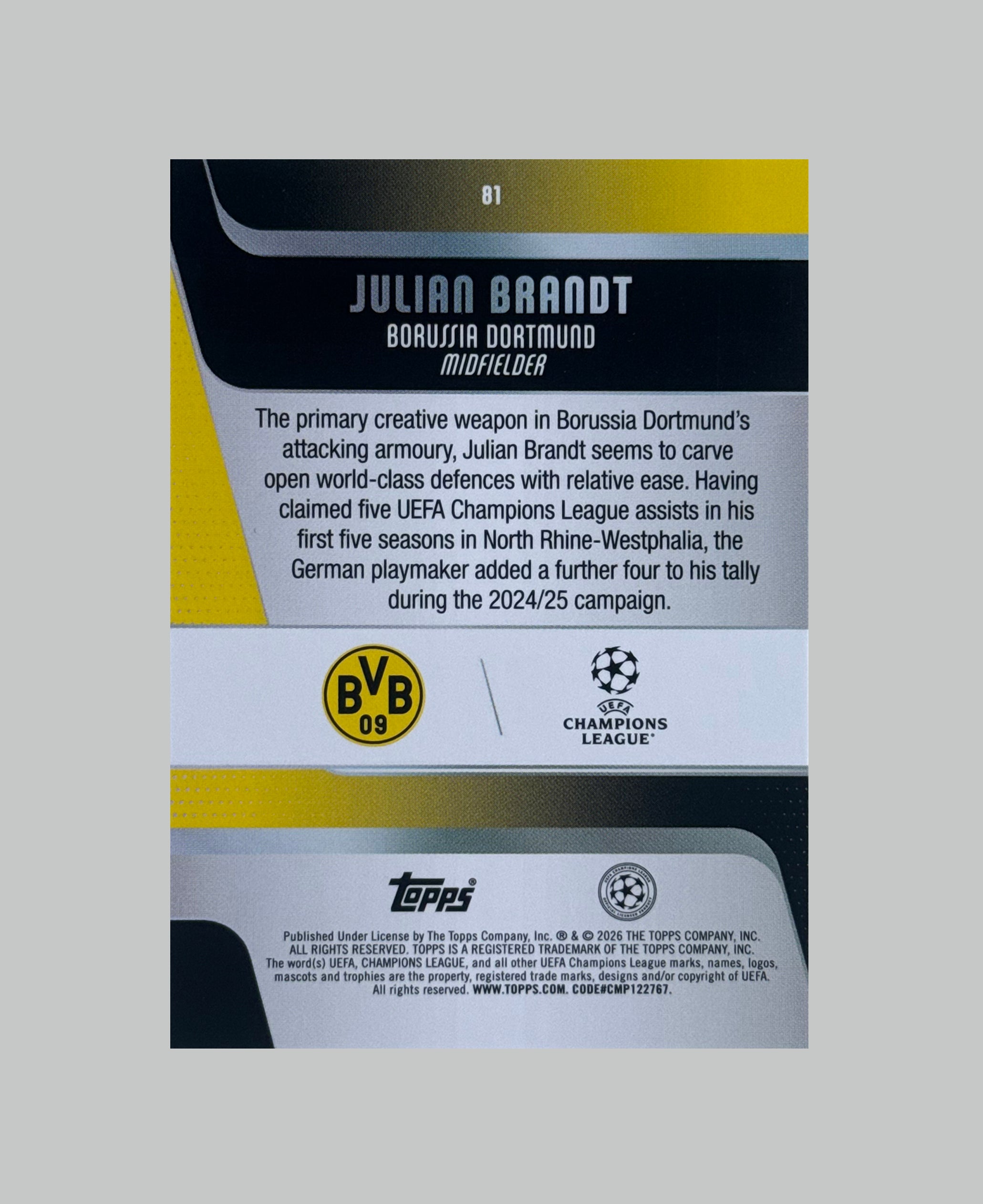 Topps UCC 2025-26 Julian Brandt 171/250