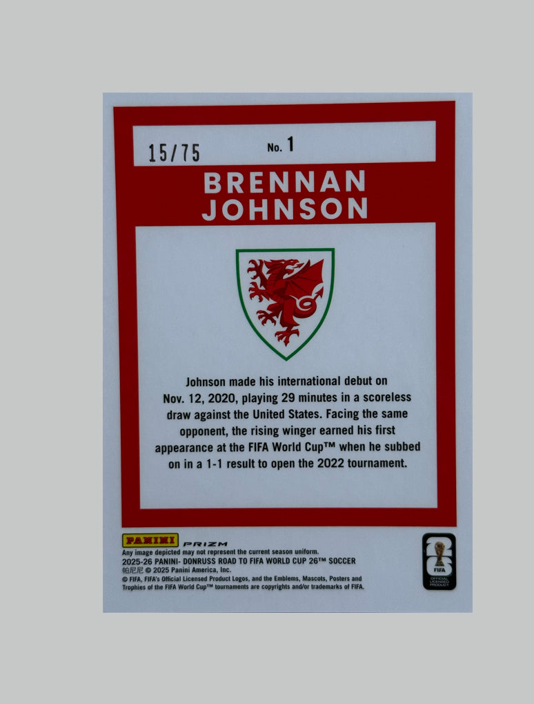 Panini Donruss Road to World Cup 2025-26 Optic Brennan Johnson 15/75