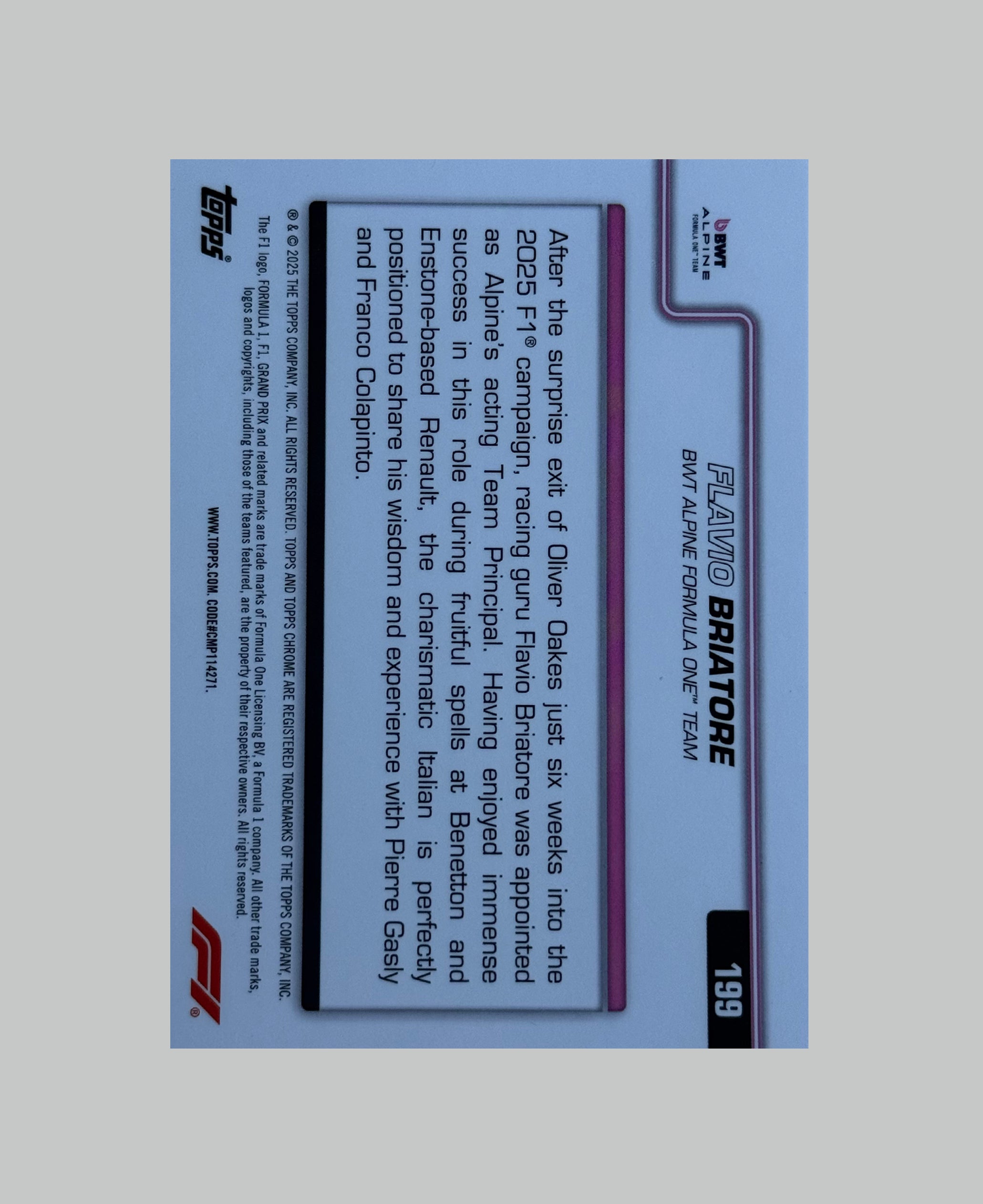 Topps Chrome F1 2025 Flavio Briatore 046/250
