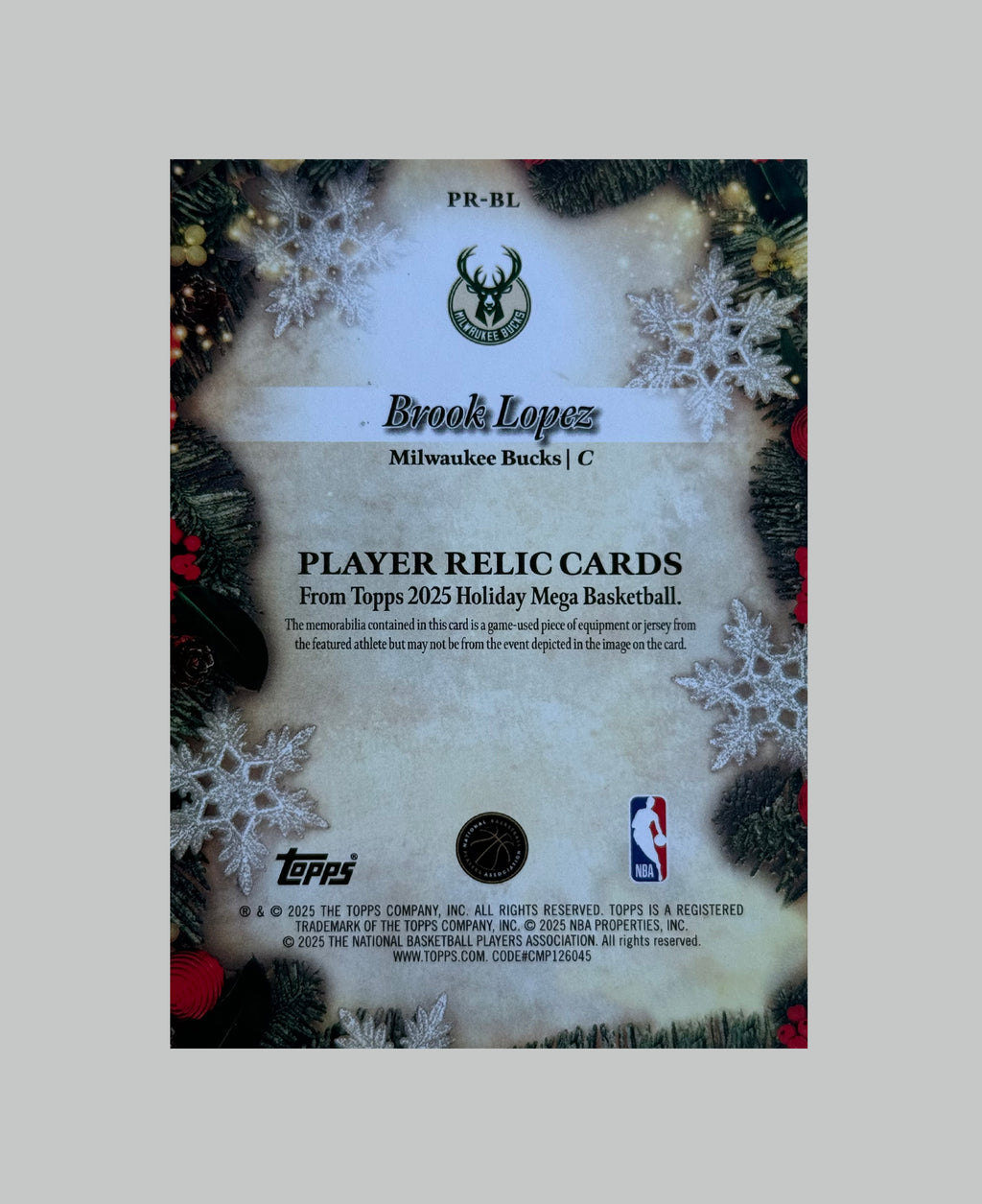 Topps Holiday 2025 Brook Lopez Relic 221/299