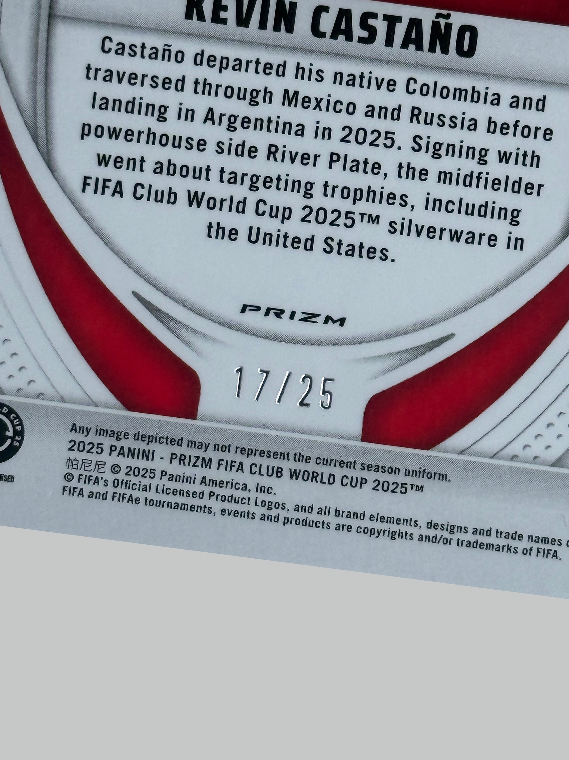 Panini Prizm Club World Cup Kevin Castano (RC) 17/25