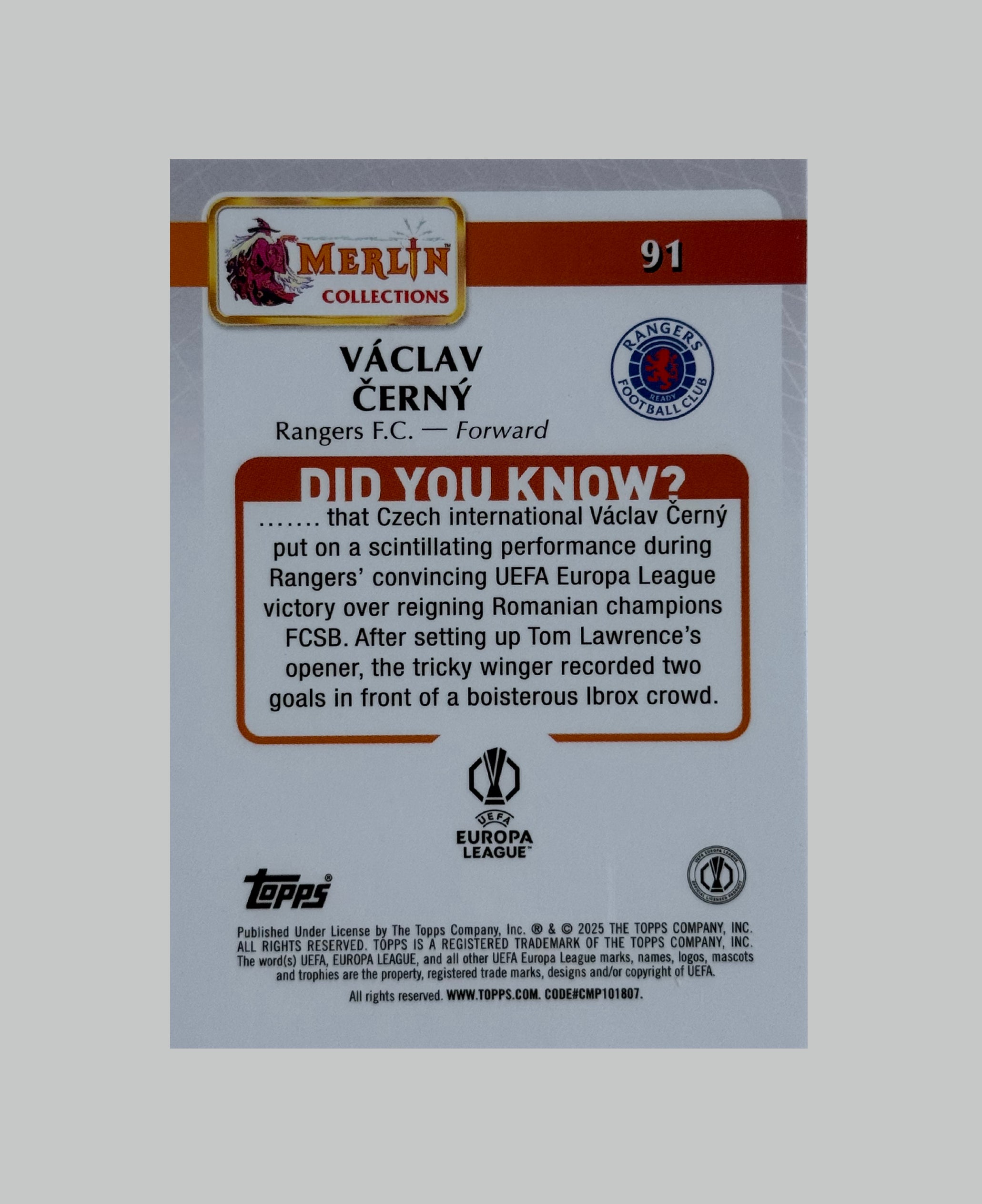 Topps Merlin 2024-25 Vaclav Cerny 199/199