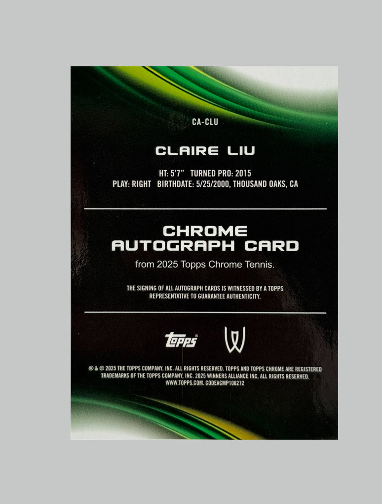 Topps Chrome Tennis 2025 Claire Liu Auto