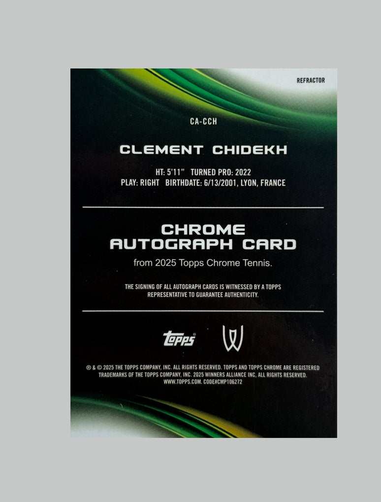 Topps Chrome Tennis 2025 Clement Chidekh Auto Refractor