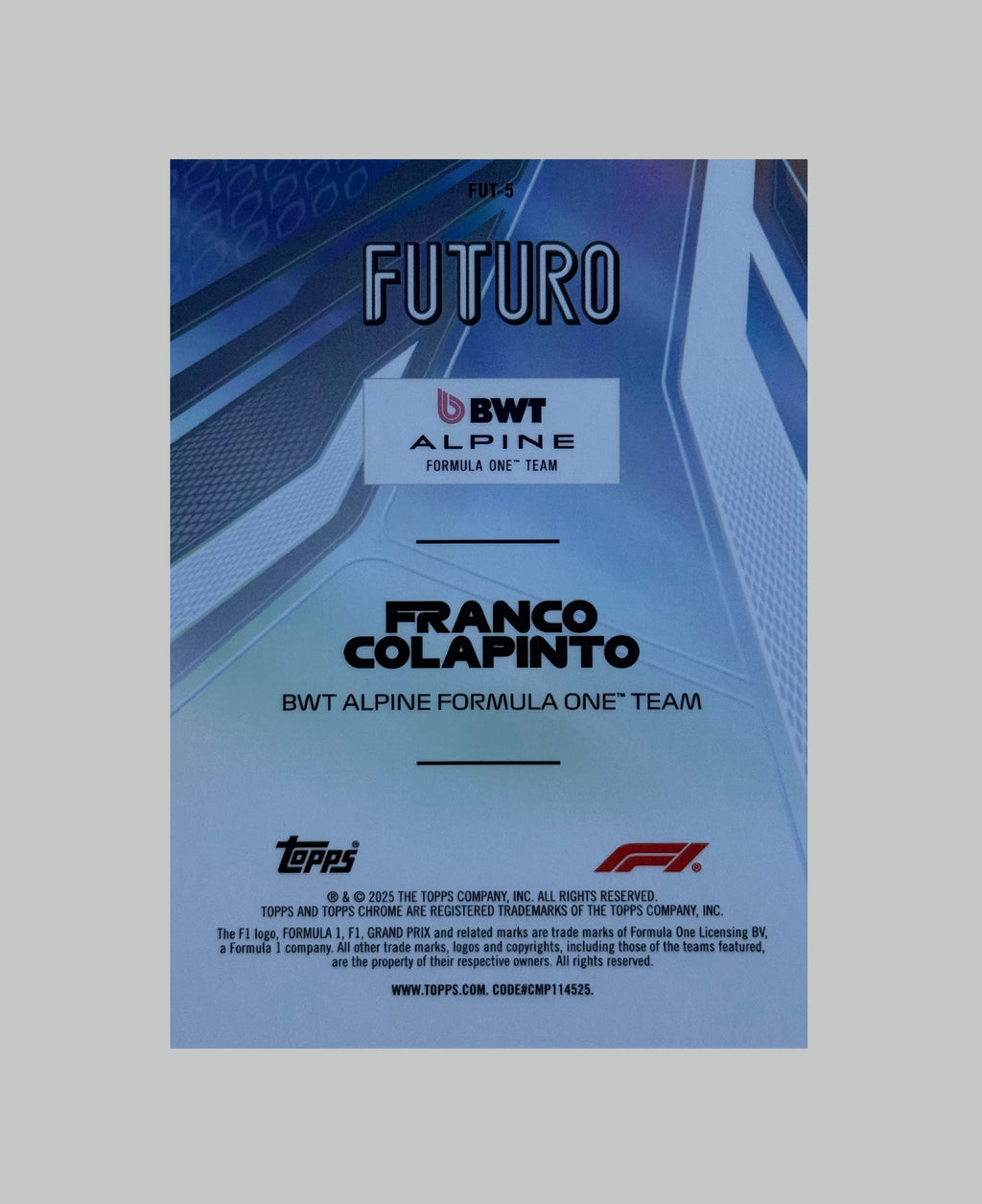Topps Chrome F1 2025 Franco Colapinto Futuro SP