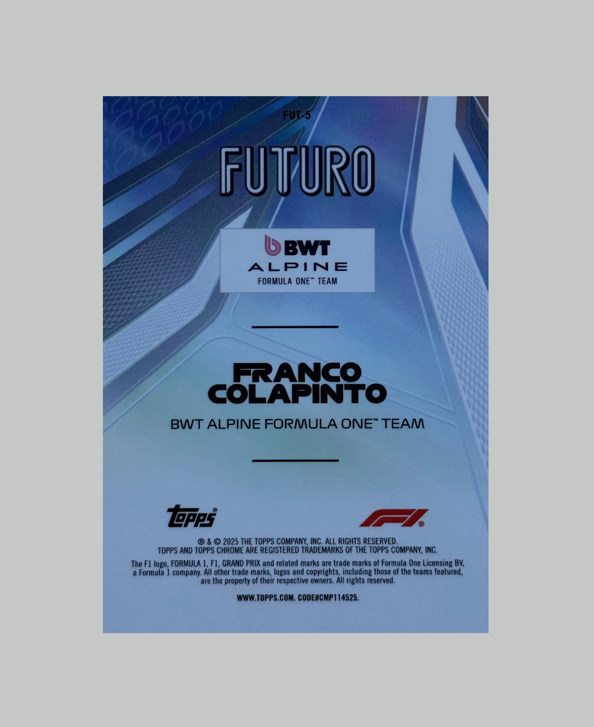 Topps Chrome F1 2025 Franco Colapinto Futuro SP
