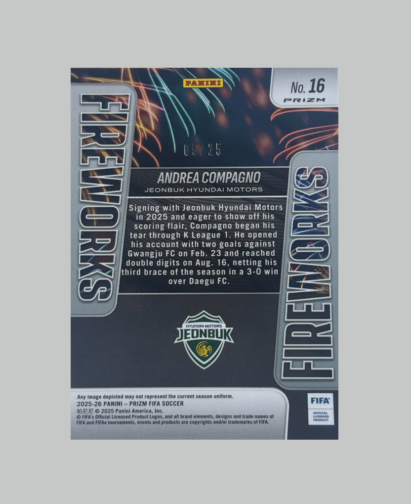 Panini Prizm FIFA 2025-26 Andrea Compagno Fireworks 05/25