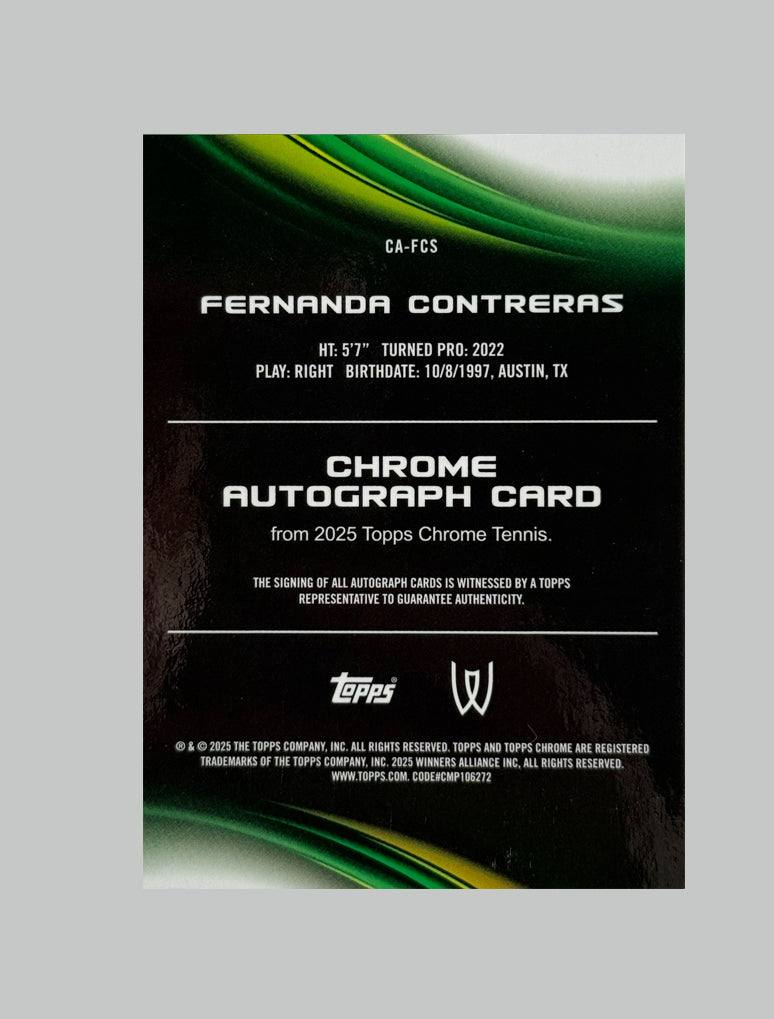 Topps Chrome Tennis 2025 Fernanda Contreras Geometric Refractor Auto