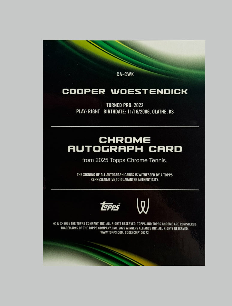 Topps Chrome Tennis 2025 Cooper Woestendick (RC) Auto