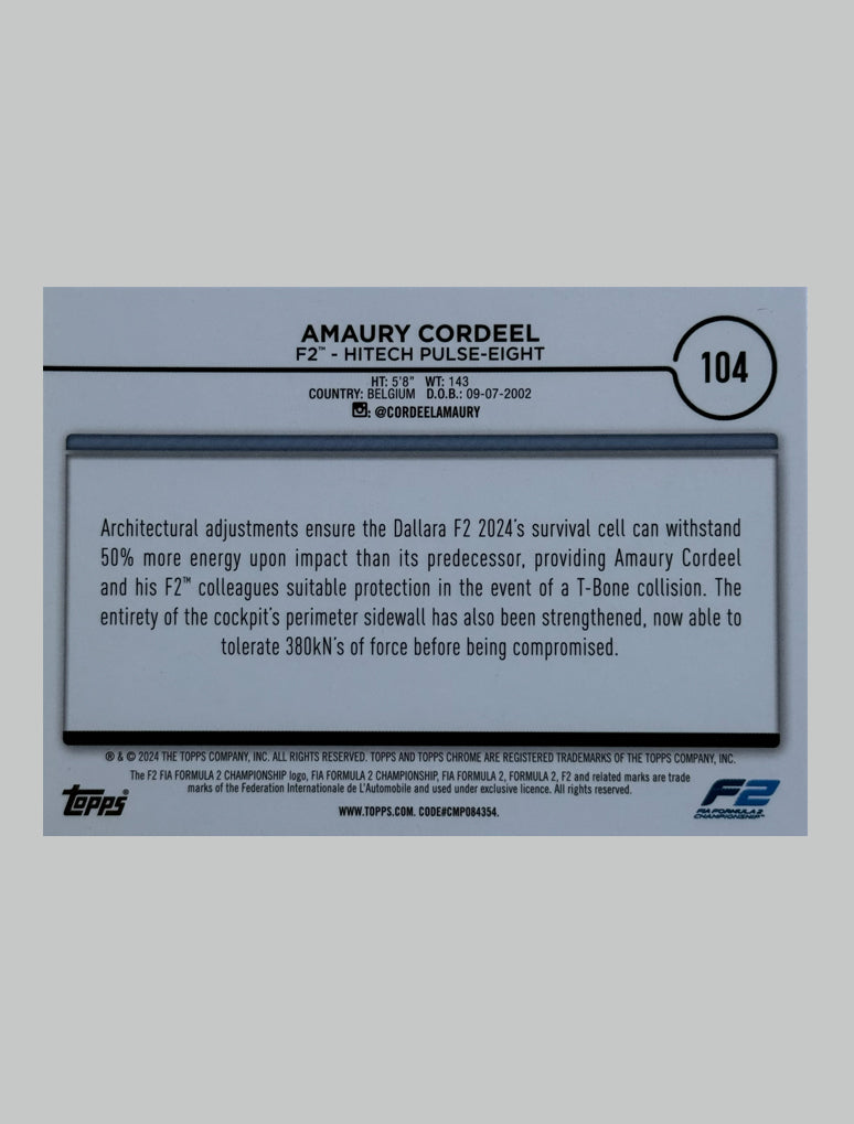 Topps Chrome F1 2024 Amaury Cordeel 184/199
