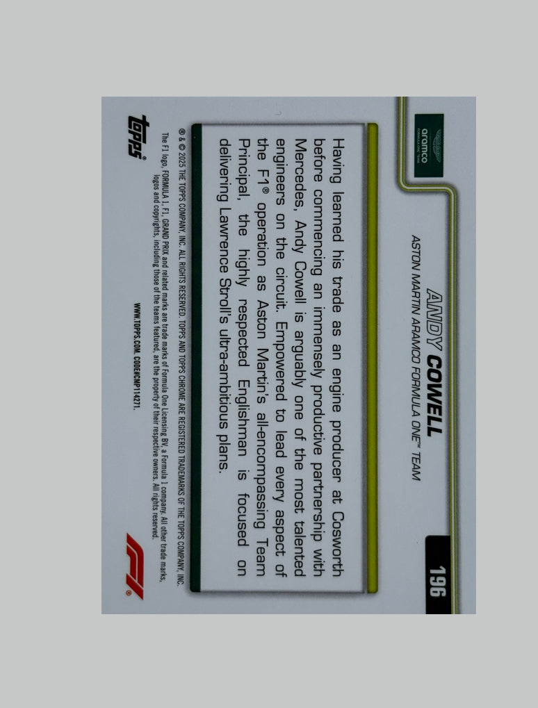 Topps Chrome F1 2025 Andy Cowell 14/75 Sapphire