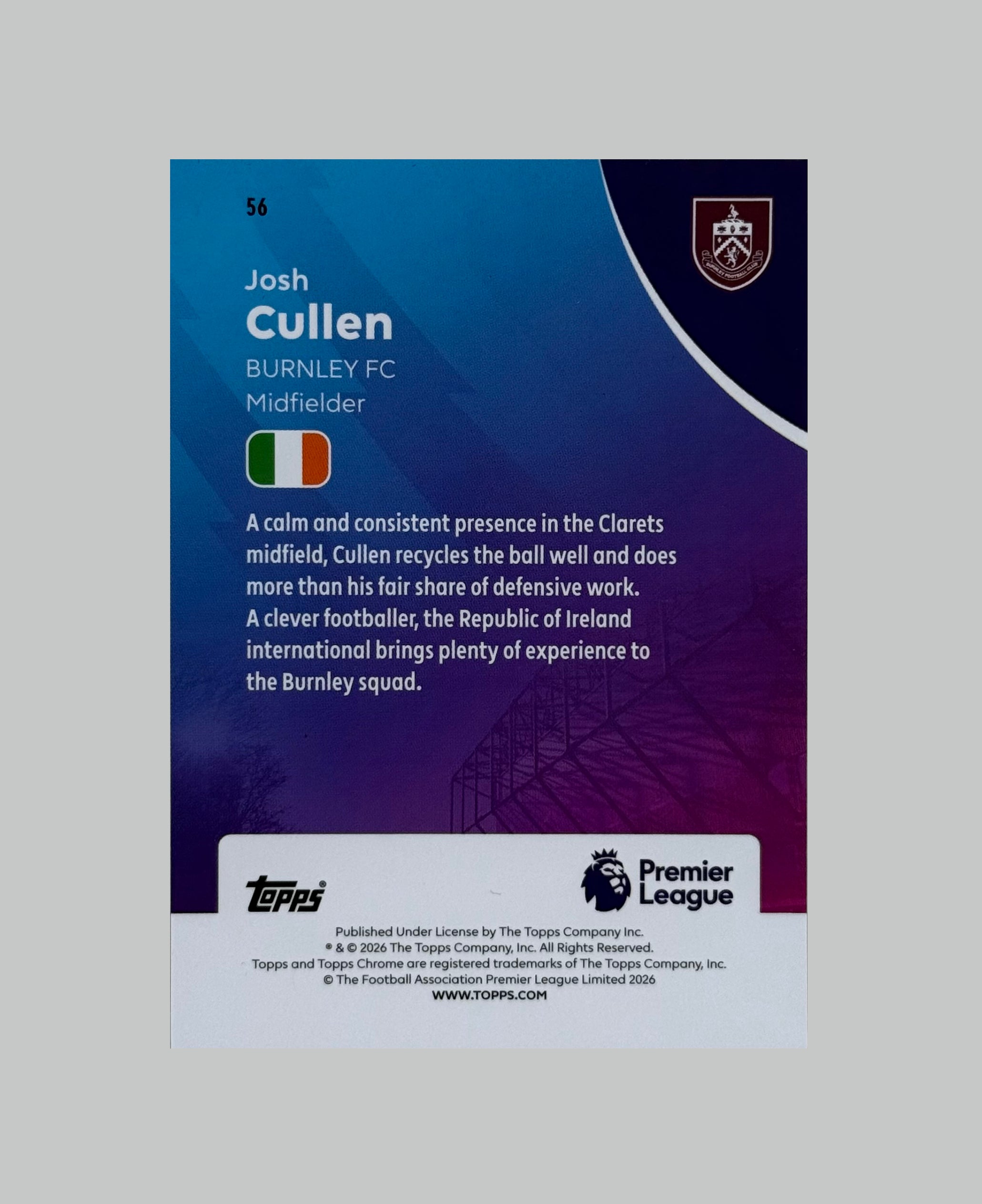 Topps Chrome Premier League 2026 Josh Cullen 179/199