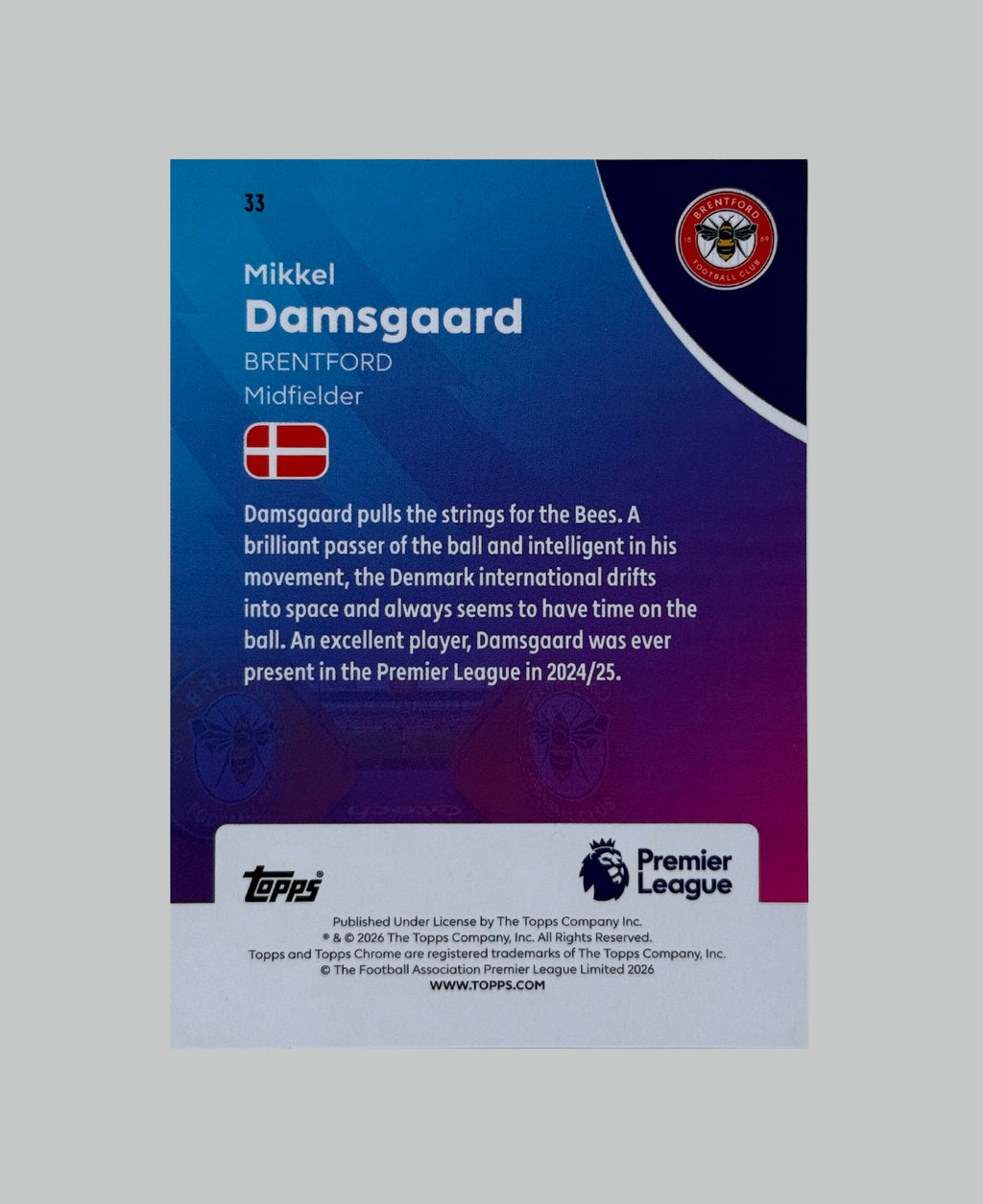 Topps Chrome Premier League 2026 Mikkel Damsgaard 029/150