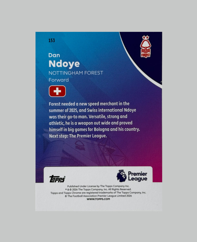 Topps Chrome Premier League 2026 Dan Ndoye 93/99 Sapphire