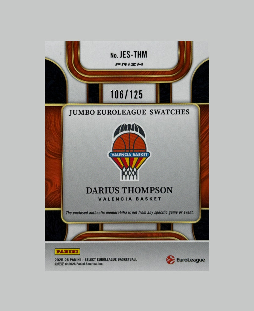 Panini Select Euroleague 2025-26 Darius Thompson /125 Relic