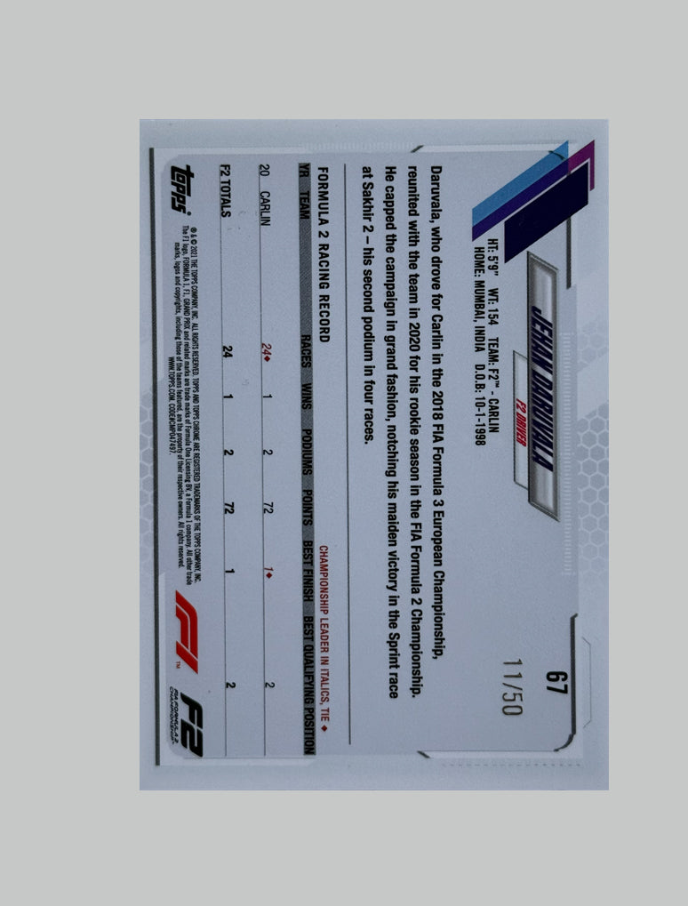 Topps Chrome F1 2021 Jehan Daruvala 11/50