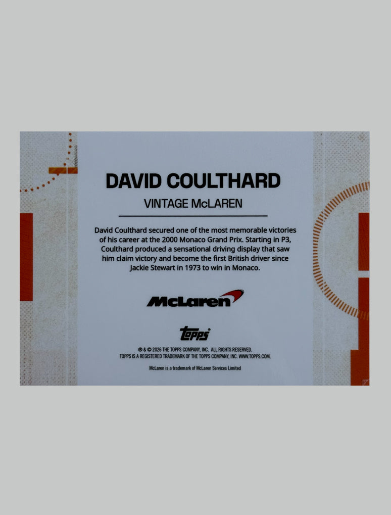 Topps McLaren Racing 2025 Set David Coulthard Monaco Win