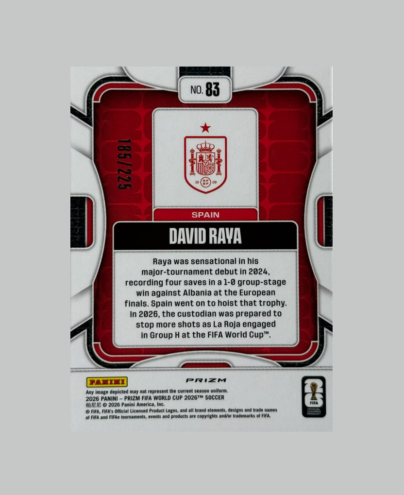 Panini Prizm World Cup 2026 David Raya 185/225