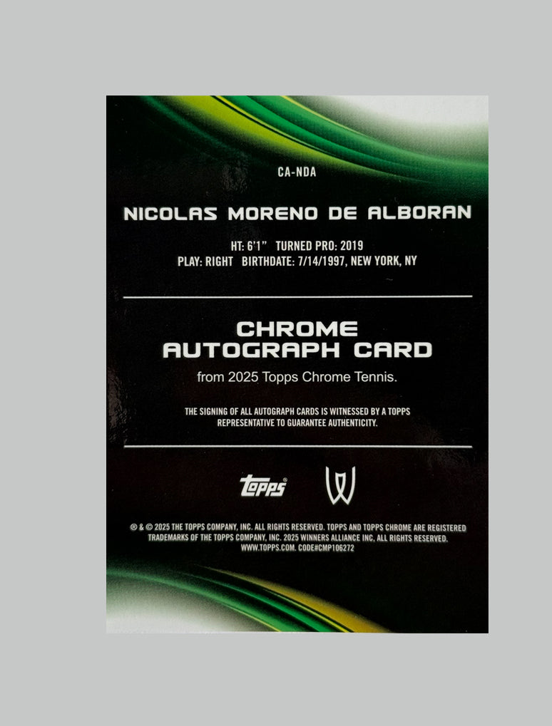 Topps Chrome Tennis 2025 Nicolas Moreno De Alboran Geometric Refractor Auto