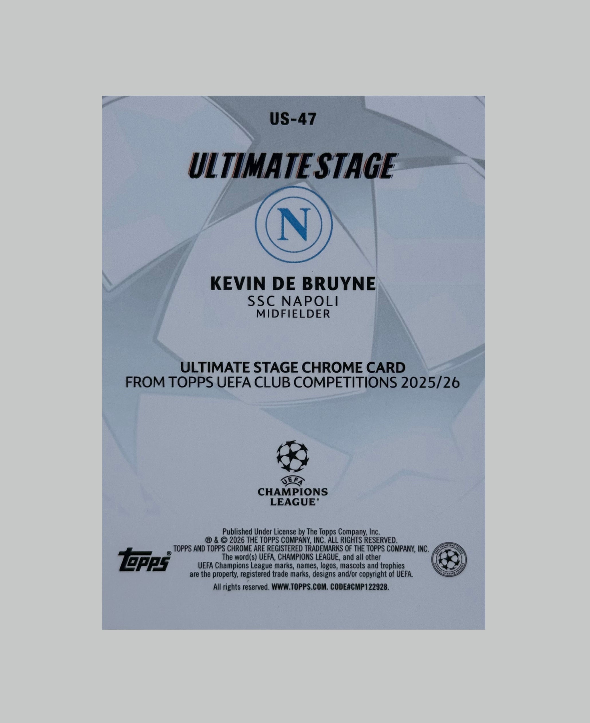 Topps UCC 2025-26 Kevin De Bruyne Ultimate Stage