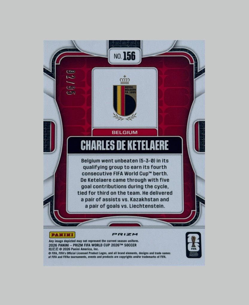 Panini Prizm World Cup 2026 Charles De Ketelaere 92/95