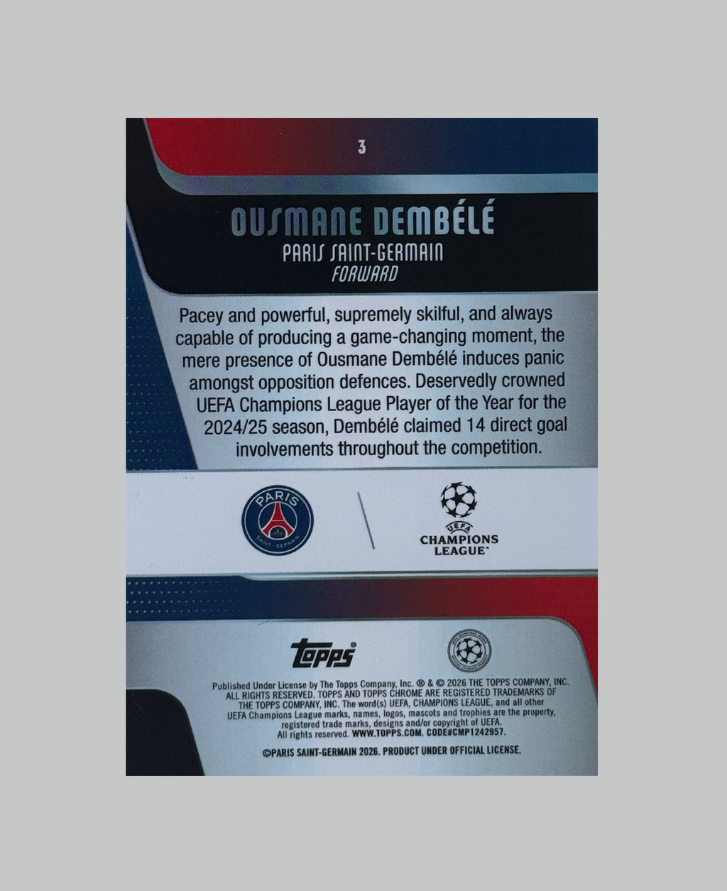 Topps Chrome UCC 2025-26 Ousmane Dembele
