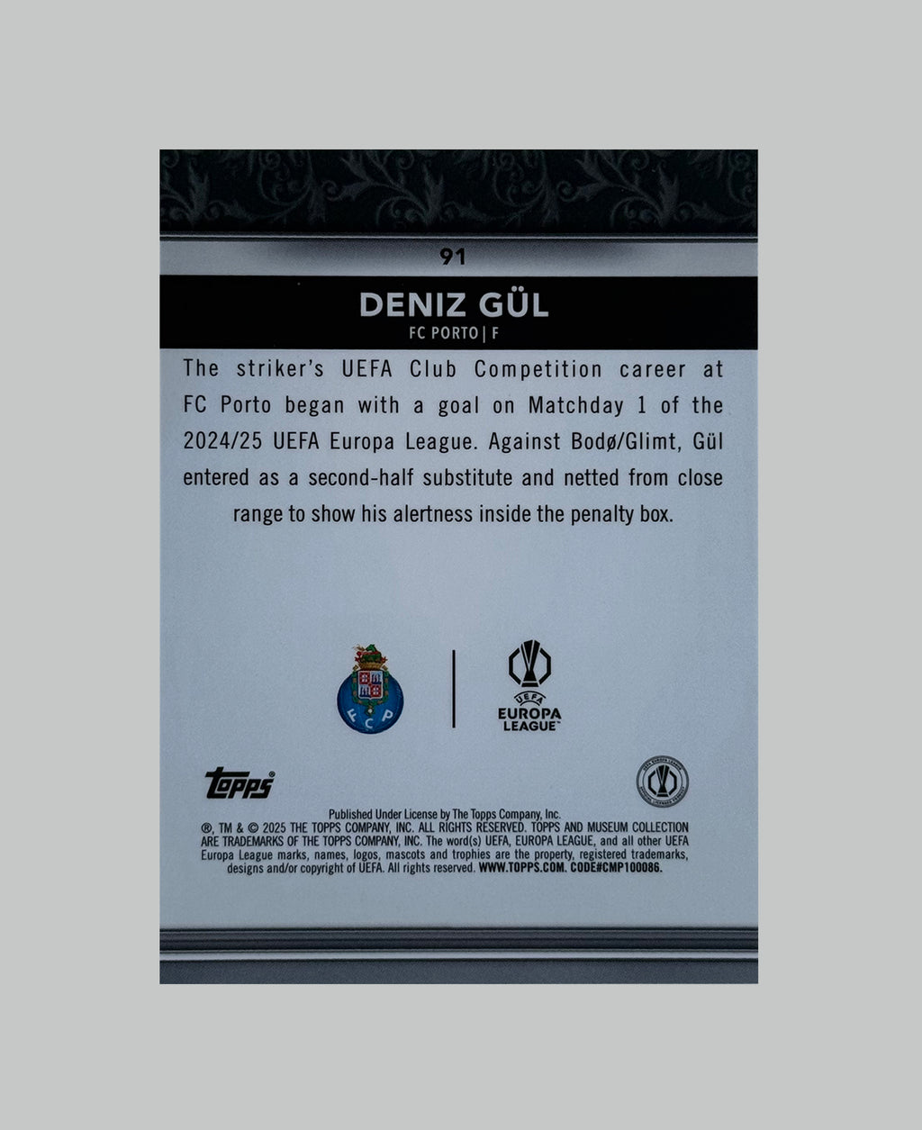 Topps Museum Collection 2024-25 Deniz Gul (RC) 25/75